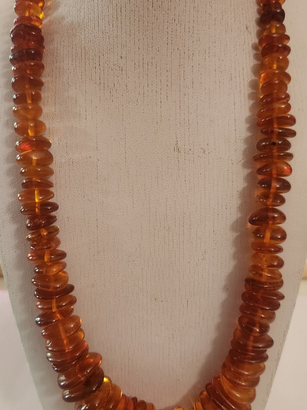Vintage Warm Amber Bead Necklace - Elegant Honey Tone
